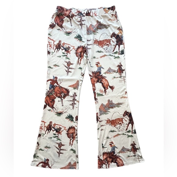 High waisted cowboy western horse ranch equestrian flared statement leggings 2XL - Picture 2 of 10
